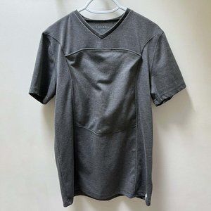 LALABU Dad Shirt Mens Large L Gray V Neck Short Sleeve Babywearing T Shirt Grey